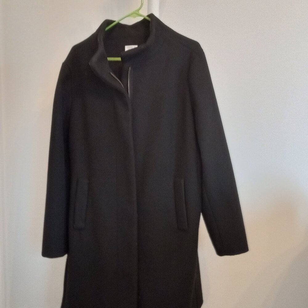 Time and Tru Women's Black Zip-Up Dress Coat